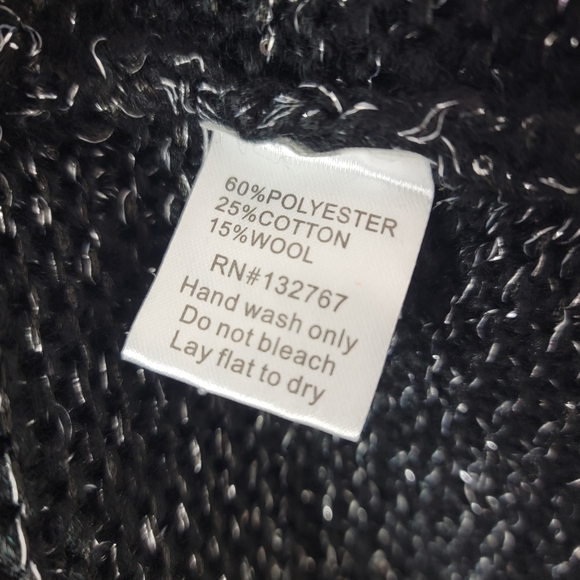 Carol Christian Women S Silver Knit Shiny Open Front Belted Sweater Coat Jacket - Picture 12 of 12